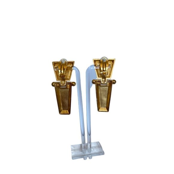 Anne Klein Couture rare red hinge pendant dangle 1980s vintage clip on earrings - Picture 3 of 5